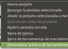 recorte personalizar barra de herramientas